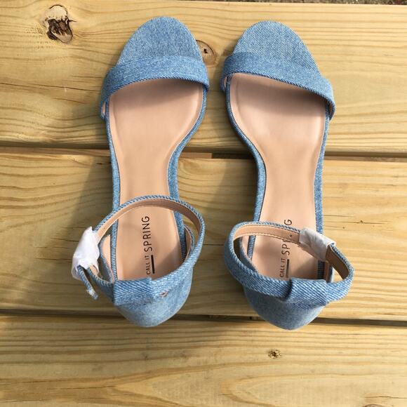 Call It Spring Stangarone Block Heel Sandal Blue 9 - Picture 15 of 16